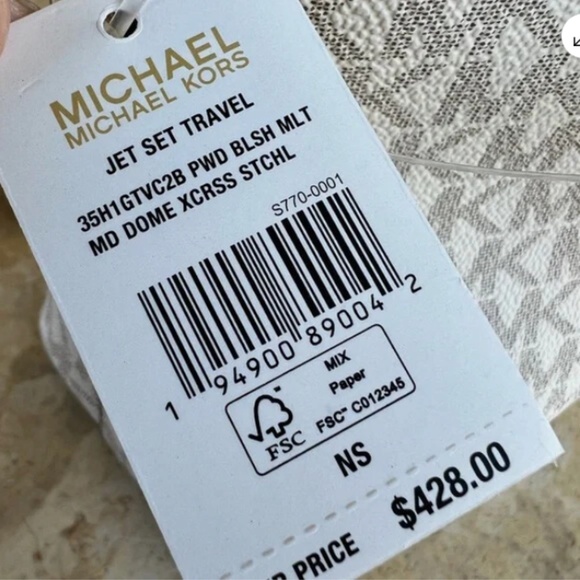 MICHAEL KORS JET SET DOME SATCHEL SHOULDER BAG POWDERED BLUSH SIGNATURE LOGO NWT - Picture 9 of 10